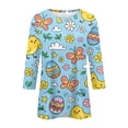 thumbnail image 4 of Dresfit Easter Shirts for Women Holiday Strech Crewneck 3/4 Sleeve Tops 2026 Rabbit Bunny Graphic Print Tees Baggy Loose Fit Tunic Blouse Blue S, 4 of 5