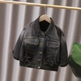 thumbnail image 6 of WQNVRNR Girls Denim Jacket- Drop Shoulder Casual Button Front Fall Jean Jacket Coat with Pockets Black Size 18 Months, 6 of 6