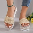 thumbnail image 5 of HAOTAGS Flat Sandals for Women Slide Sandals Fish Mouth Platform Casual Beach Shoes Beige Size 7, 5 of 5