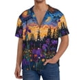 thumbnail image 1 of Balery Cosmic Irises At Twilight Camisa Casual de Manga Corta con Botones para Hombre, Texturizada, Estilo Cubano, para Playa, Verano-Medium, 1 of 5