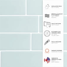 Smart Tiles Peel and Stick Backsplash, 5 Adhesive Tiles, Metro Grey/Green, 11.55"x8.38"