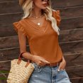 thumbnail image 3 of Tops sin mangas con volantes para mujer Colores puros Tops casuales con cuello en V de moda para citas Compras Ginger S, 3 of 8