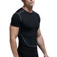 thumbnail image 4 of UKAP Mens Compression Quick Dry Shirt O-Neck Short Sleeve Casual T-Shirt Solid Color Bodybuilding Base Layer Activewear, 4 of 7