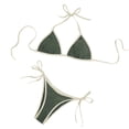thumbnail image 2 of JSGEK Women Sexy Bikini Set Solid Color Extended Sizing Drawstring Detail Padded Support Beach Ready Padded Support Green L, 2 of 6