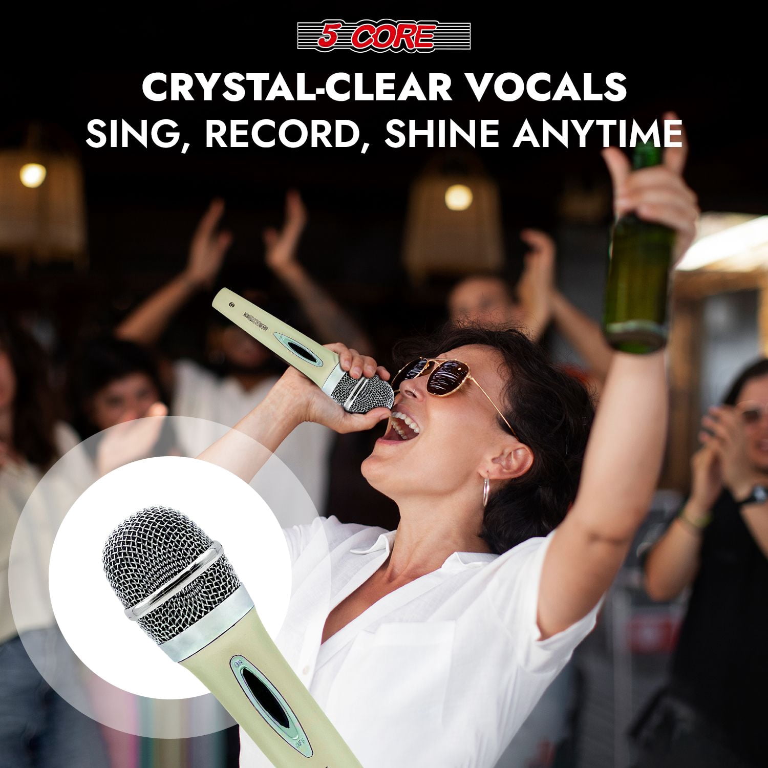 Microphone Dynamic Vocal Handheld Mic Cardioid Unidirectional Microfono w On Off Switch + XLR Audio Cable for Singing Karaoke Public Speaking & Parties - PM 286 WH