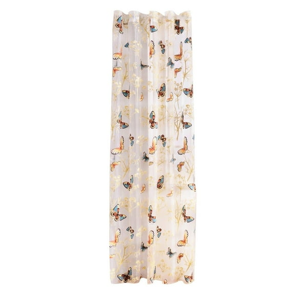 FNGZ Khaki Butterfly Fashion Sheer Kitchen Curtains, 2.36 x 7.09 in