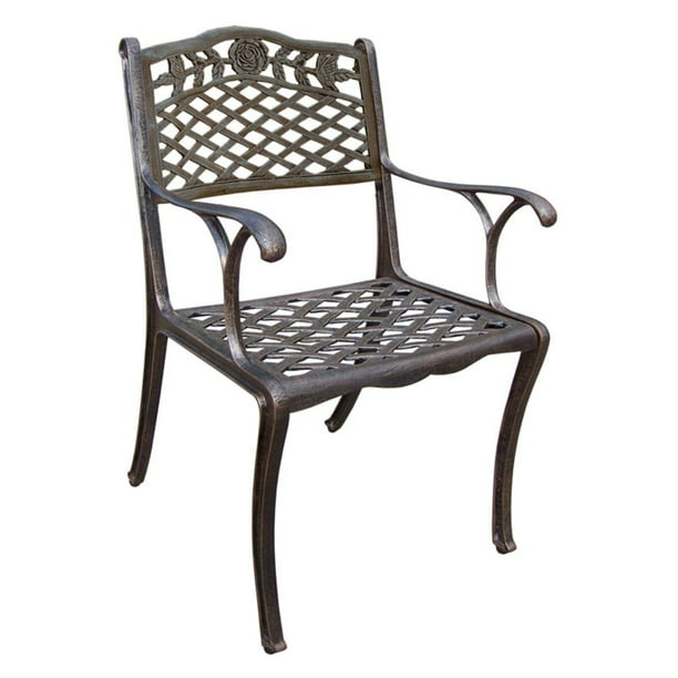 Oakland Living Tea Rose Cast Aluminum, Antique Bronze Outdoor Dining Chairs