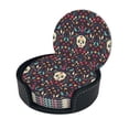 thumbnail image 2 of LNWH Non-Slip Decorative Drink Coasters, Traditional Day Of The Dead Skull Pattern Drink Mats with Holder, 6Pcs, 2 of 8