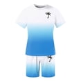 thumbnail image 2 of Glisme Mens 2 Piece Sets Summer Outfits Gradient Print Short Sleeve T Shirt And Shorts Comfortable Casual Two Piece Outfit Leisure Clothing Set White, 2 of 3