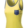 thumbnail image 4 of FashionOutfit Women's Pocket Binding Color Contrast Round Neck Tank Tops, 4 of 4