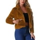 thumbnail image 4 of CHAQUETA CORTA DE PIEL SINTÉTICA SUELTA DE MODA INVIERNO PARA MUJERES CHIC TAMAÑO XS COLOR MARRÓN, 4 of 6