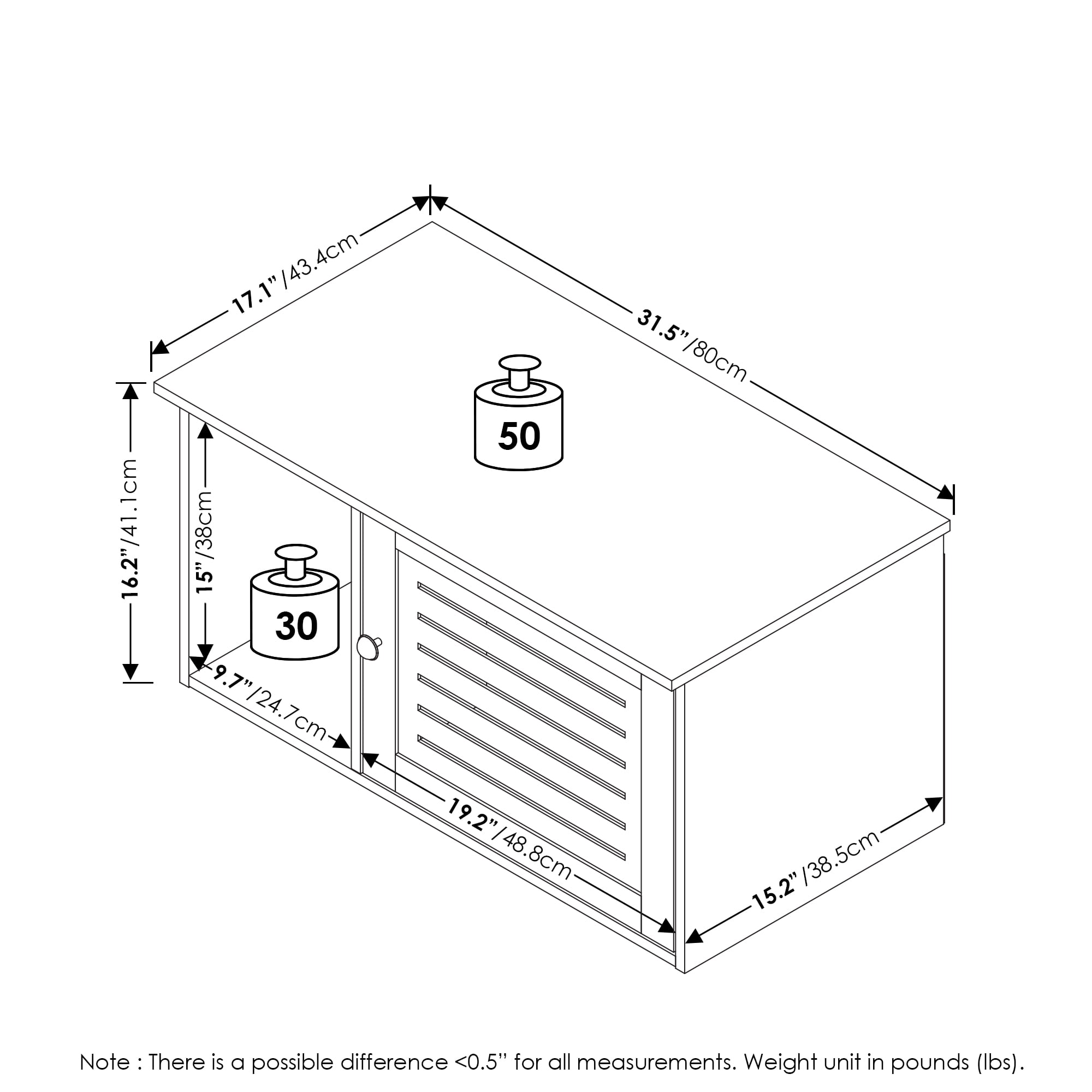 Furinno PELI Cat Litter Box Enclosure, Farmhouse Hidden Litter Box Furniture with Side Entrance, Wooden Pet House with Slatted Door, Easy Assembly, for Living Room, Ebony