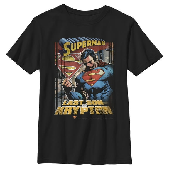 Boy's Superman Son of Krypton  Graphic Tee Black Medium