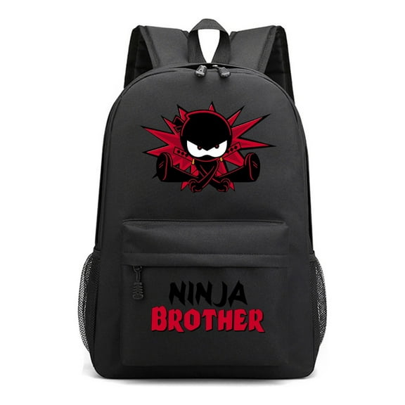 Ninja Brother Backpack Cool Cartoon Character School Bag Lightweight and Durable Bookbag for Teen Travel School Sports Black Red Print Adjustable Straps