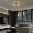 thumbnail image 5 of JONATHAN Y Ambros 23.5" Modern Industrial Metal Dimmable Stripe Half-Cage Integrated LED Flush Mount, Black/Gold Painting, JYL7148A, 5 of 8