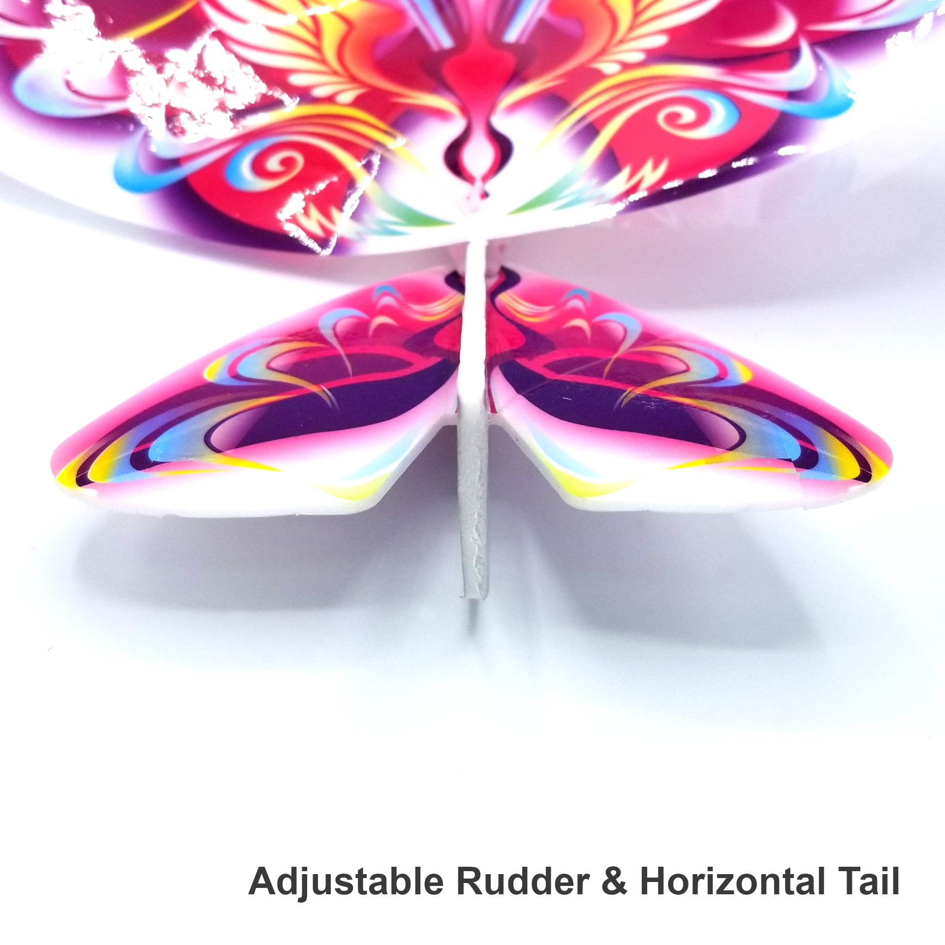 Self Flying eBird Pink Butterfly - Electronic Flying Bird Drone Toy. Adjust the Rudder to Make the Flapping Wings Bird Fly Forward and Back to You. 3 Flying Modes! No Remote Control Needed, USB Charge