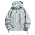 thumbnail image 2 of Zysthvn Athletic Outdoor Jackets for Men Winter Rain Lightweight Mens Sport Coat Hiking Hooded Solid Full Zip with Pockets, 2 of 3