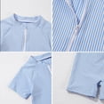 thumbnail image 5 of OBEEII Swimwear for Kids Boys One Piece Short Sleeve Bathing Suits Color Block Rash Guard Swimsuits Beach Wear with Sun Hat UPF50+, 5 of 9