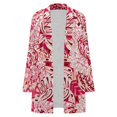 thumbnail image 4 of Women's Plus Size Pink Boho Print Cardigan, Long Sleeve Open Front Tunic with Pockets, 4 of 8