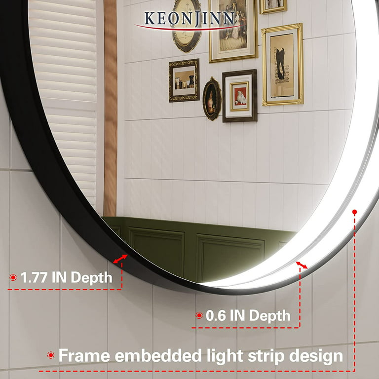Keonjinn Black Round Mirror 30 Inch Metal Framed Black Circle Mirror,  Modern Matte Black Framed Mirror for Bathroom, Decorative Round Wall  Mirror, Farmhouse Bat…