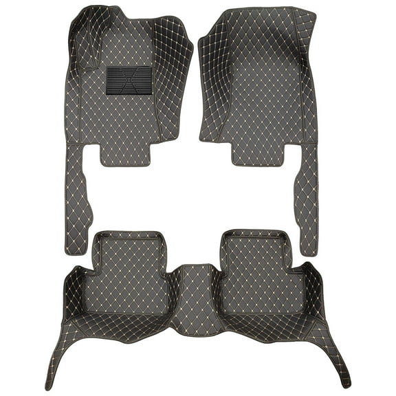 leadwolf Floor Mats for Cars Fit for Mercedes Benz A-Class 2013–2018 All Weather PU Leather Auto Liners Anti-Slip Automotive Floor Mats Black Beige