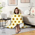 thumbnail image 4 of Wearable Blanket,White Yellow Sunflower Pattern Hooded Wearable Sherpa Blanket for Adults & Teens,Winter Poncho Shawl Wrap Cape Thick Warm,60"x80", 4 of 5