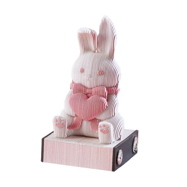 SGACAI GHYJPAJK Papel para notas con forma de conejito en 3D, papel para bloc de notas con diseño artístico en 3D, papel desprendible para revelar el conejito, pegatinas para notas en forma de cubo