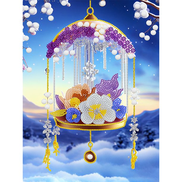 Cuadros Decorativos Kit de pintura de diamante con forma especial parcial de bricolaje 5D, decoración de carillón de viento (YX103) Wdftyju de costura negro 4 estilos