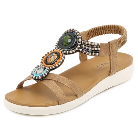 

Women‘s Boho Style Faux Jewelry Decor Sandals Open Toe Sandals Women‘s Footwear