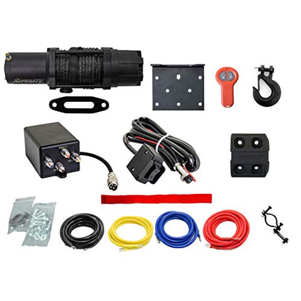 SuperATV 6000 lb Black Ops Winch with Heavy Duty Winch Mounting Plate