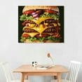 thumbnail image 2 of BCIIG Hamburger Cheese Toppings Art Modern Canvas Prints for Living Room Bedroom Home Office Wall Decor 20x16in, 2 of 6