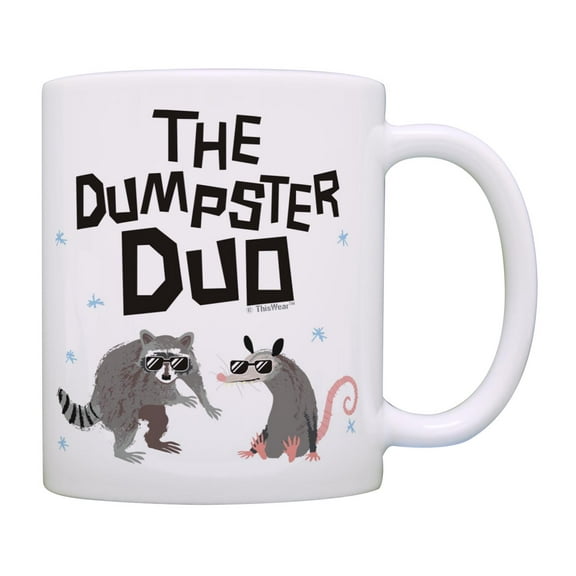 ThisWear Animal Themed Gifts The Dumpster Duo Funny Opossum and Raccoon Mug Humorous Coffee Mug