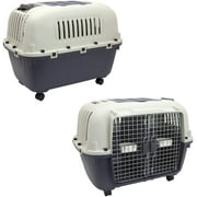SportPet Designs Durable Plastic Airline Approved Pet Kennel, Double Wire Door