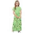 thumbnail image 4 of OGLCCG Girls Summer Long Dress Short Sleeve Casual Holiday Modest Maxi Dress with Pockets Floral Printed T-Shirt Dress for 4-14 Years, 4 of 6