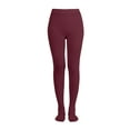 thumbnail image 2 of EMEM Apparel Women's Ladies Solid Colored Opaque Dance Ballet Costume Microfiber Footed Tights Stockings Fashion Burgundy C, 2 of 5