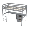 thumbnail image 3 of Aukfa Twin Loft Bed with Built-in Desk and Storage Cabinet with 2 Drawers for Kids Teens Dorm, Gray, 3 of 9