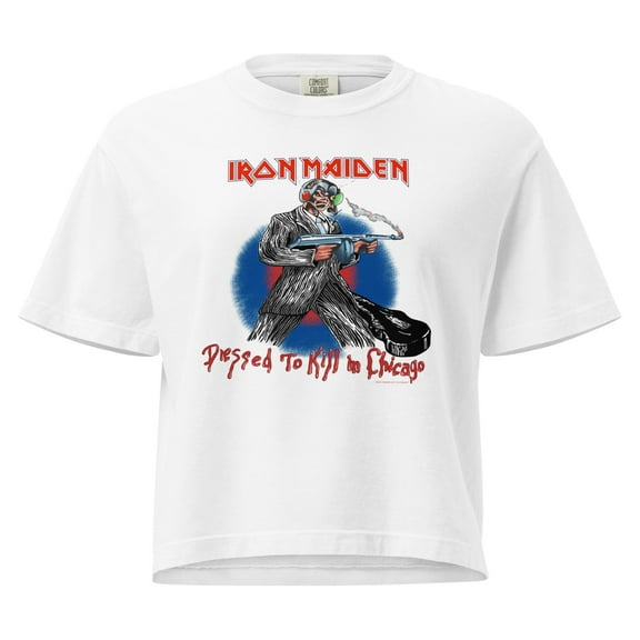 Iron Maiden Dressed to Kill Chicago Mineral Wash Womens Crop Top