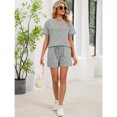 thumbnail image 6 of EASYBRA Women V Neck T Shirt and Drawstring Shorts Set Casual Summer Two Piece Outfit, 6 of 7