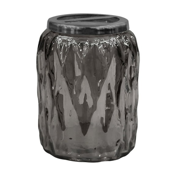 nu steel Glacier Smoke Collection Glass with Black Finish Metal Trim Holders for Toothbrushes, Razors, Makeup Brushes for bathrooms Storage, Bath Collection, Bathroom Vanity Countertops - Smoke