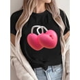 thumbnail image 2 of Camiseta de algodón de manga corta, holgada, informal, con estampado de candado de corazón para San Valentín, elegante y divertida, para mujer, tallas grandes, primavera/verano. Para adultos, hombres, 2 of 6