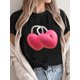 thumbnail image 1 of Valentine'S Day Heart Lock Printed Stylish And Fun Short-Sleeve Polyester Holiday Casual Loose Regular Fit T-Shirt for Women in Plus Sizes for Spring And Summer For Adult, Men, Women, Teen, Teenager,, 1 of 7