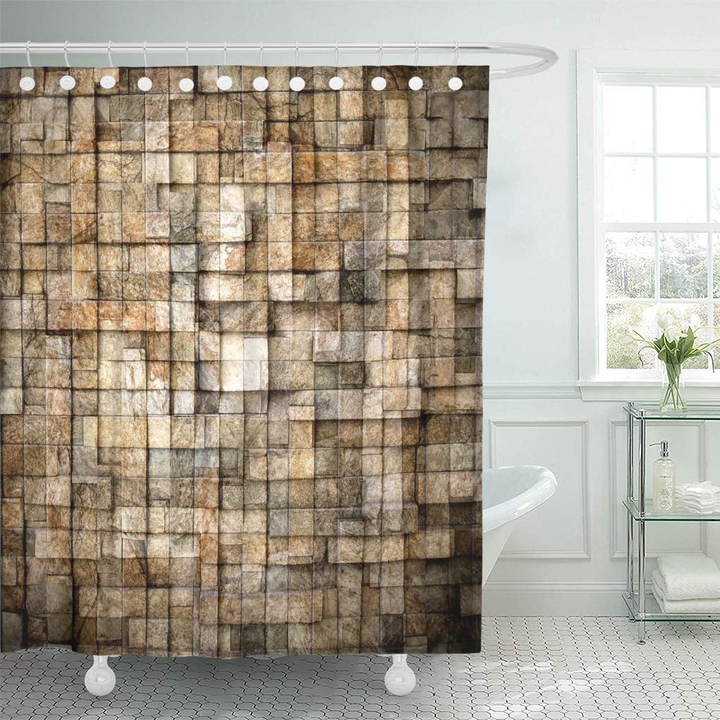 CYNLON Abstract Weathered of Stained Old Dark Stucco Brown Bathroom Decor Bath Shower Curtain