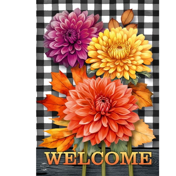 Briarwood Lane Fall Garden Flag 12x18 For Outdoor Checkered Mums For Fall Garden Flag Flags For Outside