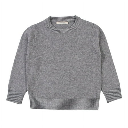 

Esho Toddler Kids Long Sleeve Solid Sweaters Pullovers Little Girls Boys Casual Crewneck Knitted Tops 1-7T