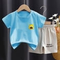 thumbnail image 2 of HCNTES Toddler Baby Girls Boys Spring Summer Clothes Short Sleeves T-Shirt Tops + Shorts Cute Outfits Set For 2t 3t 4t 5t 6t 7t 8t Kid School Activities(Y01-Sky Blue,4-5 Years), 2 of 4