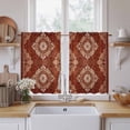 thumbnail image 2 of Vintage Brown Tier Curtains, Boho Ethnic Geometric Abstract Art Southwestern Light Filtering Kitchen Curtains, 2Pcs Rod Pocket Half Window Treatments Panels for Sink Cafe Cabinet Basement 27.5x45In, 2 of 9