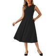 thumbnail image 2 of INSPIRE CHIC Notch V Neck Dresses for Women Elegant Work Office A-Line Dress with Pockets XS Black, 2 of 5