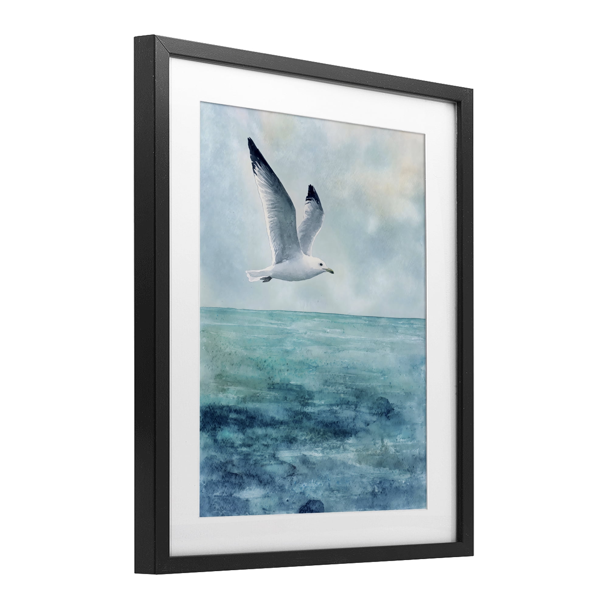 Stupell Industries Seagull With Black Tips Black Framed Print Under Glass, design by Franklyn Gregory