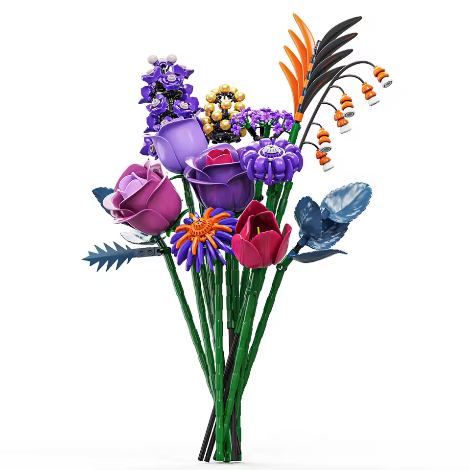 GZBricker Black Rose Bouquet Building Set Compatible with Lego Flower Botanical Collection Home Decor for Adults