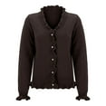 thumbnail image 4 of Cardigans Women Trendy Long Sleeve Ribbed Knit Sweater Solid Color Fringe Edge Casual Open Front Soft Yarn Light Weight Cardigan, 4 of 5
